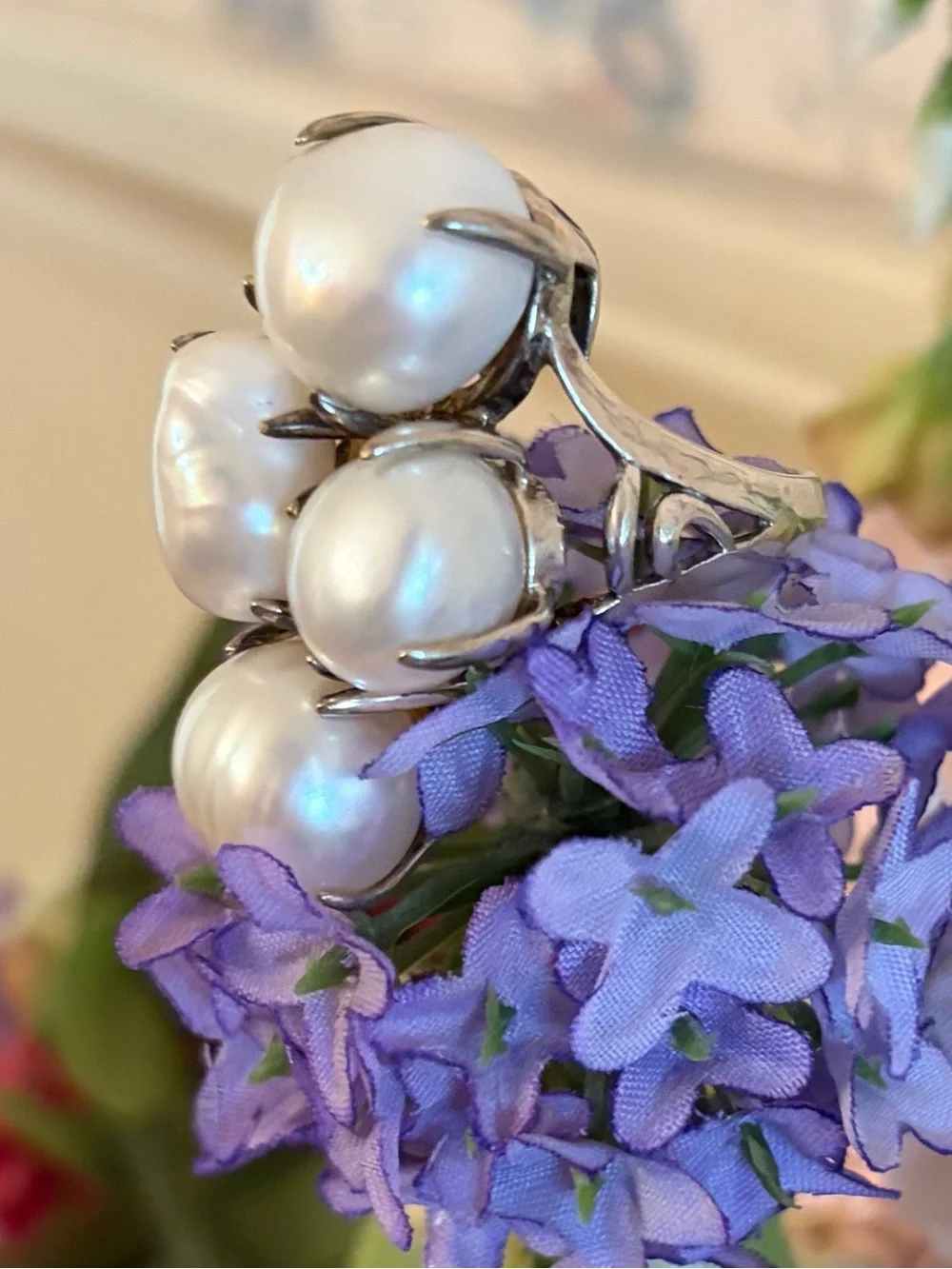 Silpada Sterling Silver and Pearl “Coastal” Ring R2940 Size 8 1/4